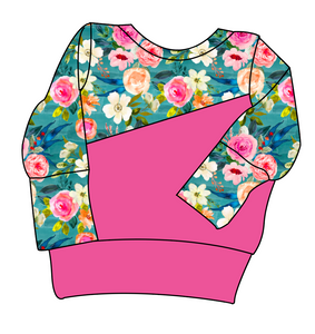 Teal Floral Grow With Me Hoodie (or Crewneck)