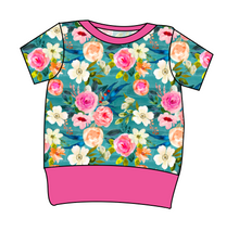 Load image into Gallery viewer, Teal Floral Grow With Me Tee