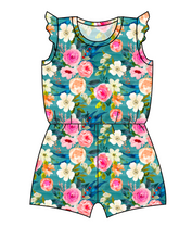 Load image into Gallery viewer, Teal Floral Ivy Summer Romper