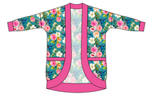 Load image into Gallery viewer, Teal Floral Ladies&#39; Cocoon Cardigan