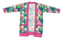 Load image into Gallery viewer, Teal Floral Ladies&#39; Grandpa Cardigan