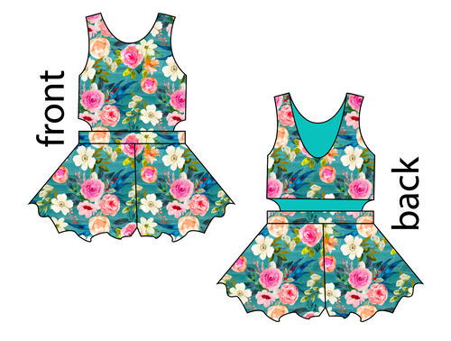 Teal Floral Kids Playsuit