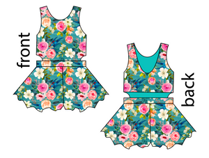 Teal Floral Kids Playsuit