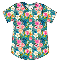 Load image into Gallery viewer, Teal Floral Kids&#39; Relaxed Tee
