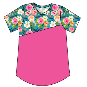 Teal Floral Kids' Relaxed Tee