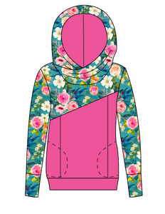 Teal Floral Ladies Hoodie