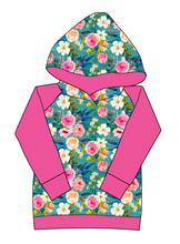Load image into Gallery viewer, Teal Floral Ladies Hoodie