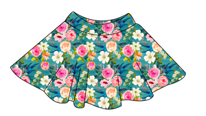 Teal Floral Ladies' Circle Skirt