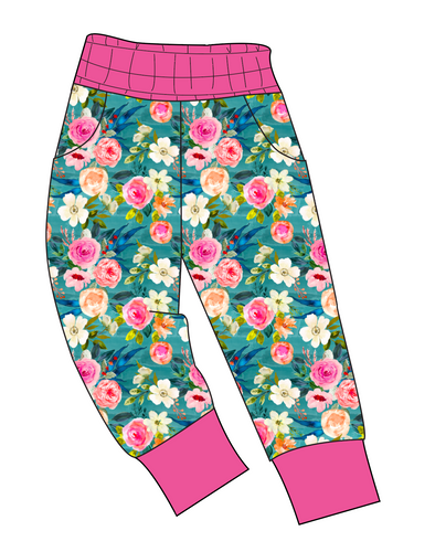 Teal Floral Mens' Joggers and Jogger Shorts
