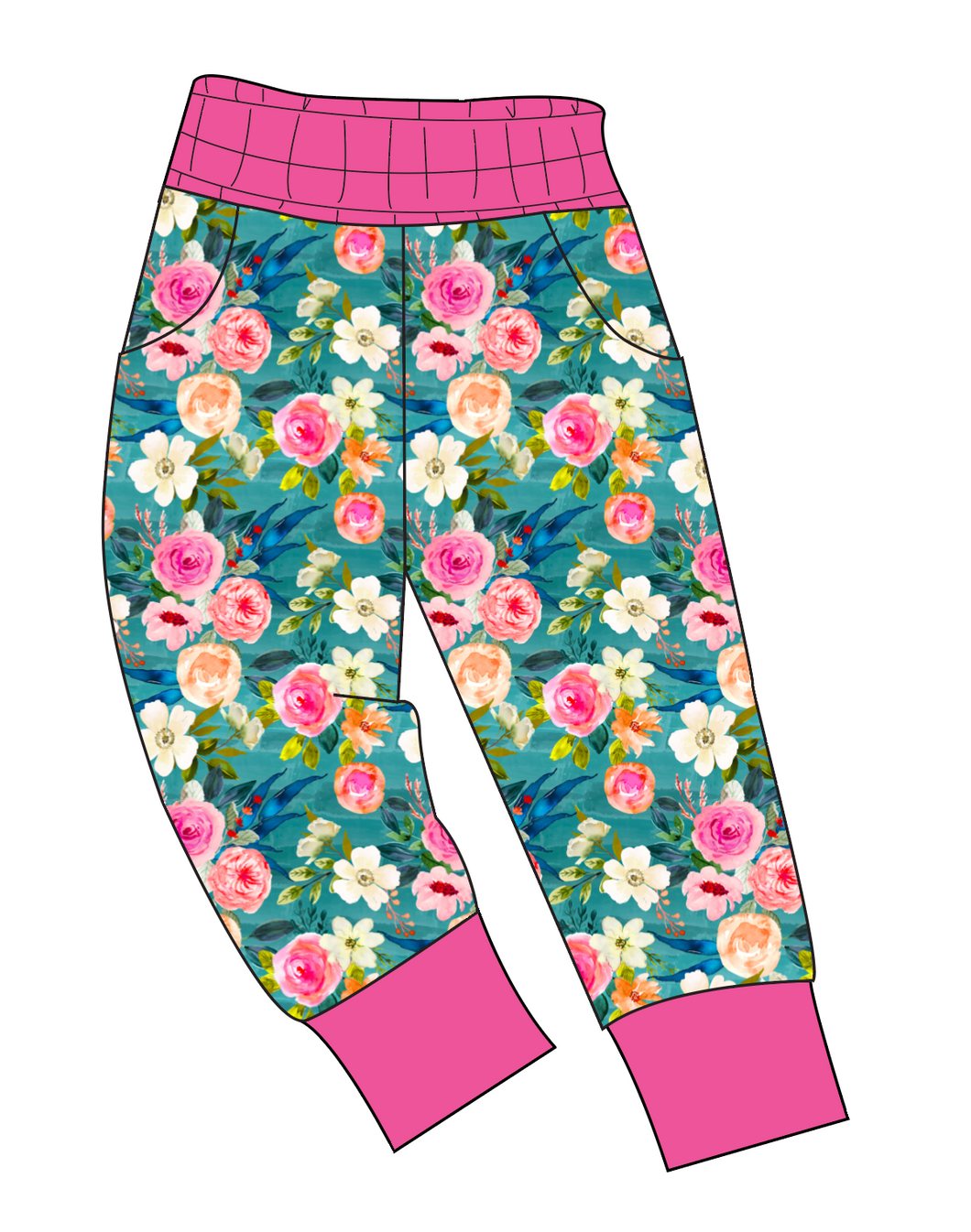 Teal Floral Mens' Joggers and Jogger Shorts