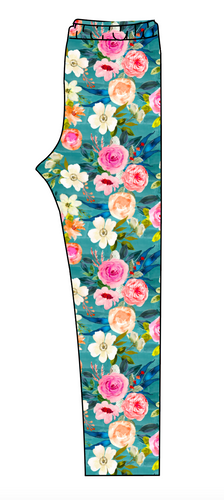 Teal Floral Ladies' Lounge Leggings