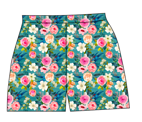 Teal Floral Ladies' Lounge Shorts