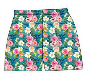 Teal Floral Ladies' Lounge Shorts