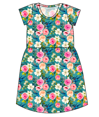 Teal Floral Ladies' Play Dress