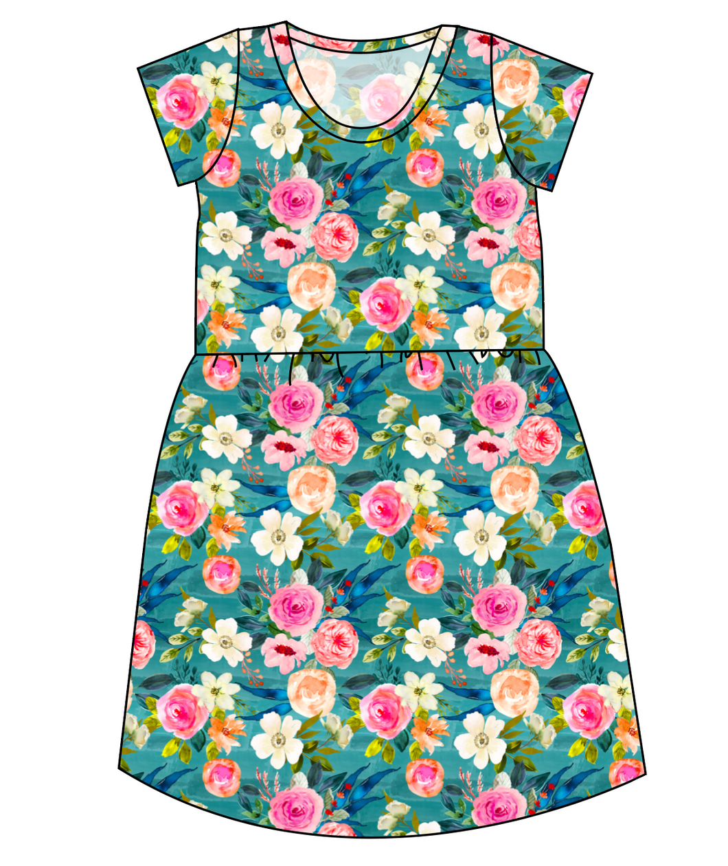 Teal Floral Ladies' Play Dress