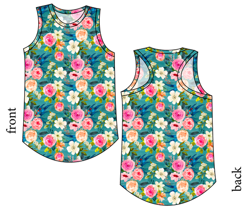 Teal Floral Ladies' Summer Tank