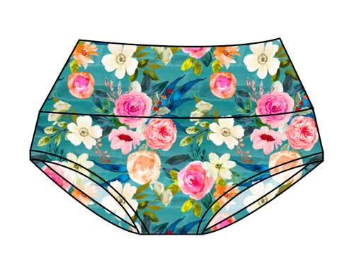 Teal Floral Ladies' Underwear