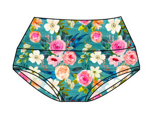 Teal Floral Ladies' Underwear