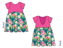 Load image into Gallery viewer, Teal Floral Low Back Dress