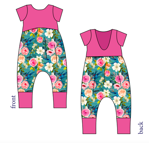Teal Floral Low Back Romper and Bubble Romper