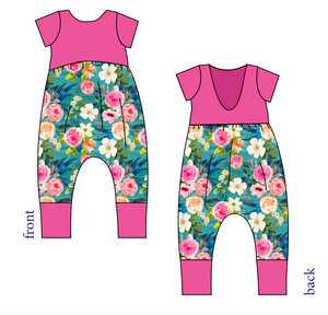 Teal Floral Low Back Romper and Bubble Romper