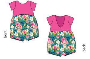 Teal Floral Low Back Romper and Bubble Romper
