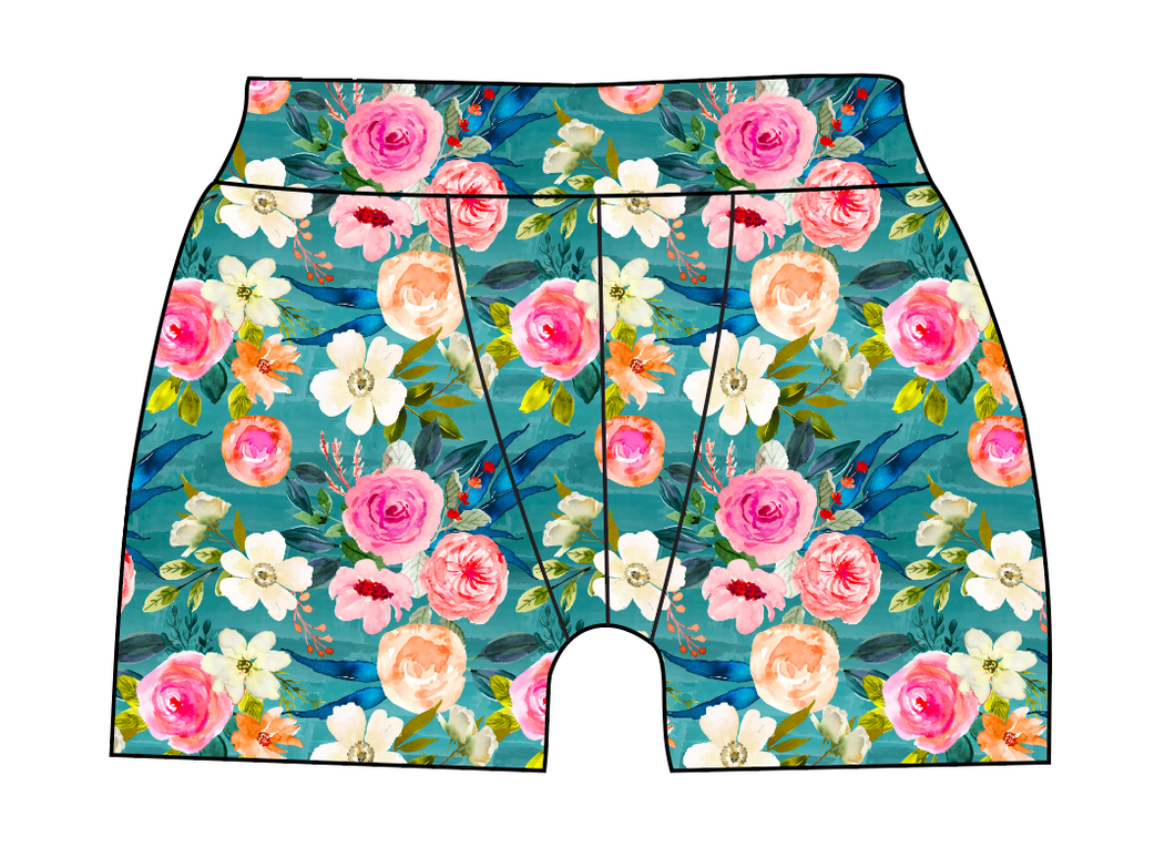 Teal Floral Mens' Boxer Briefs
