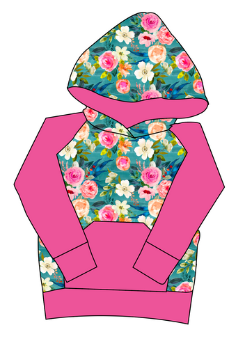 Teal Floral Mens' Hoodie