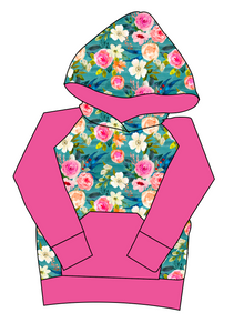 Teal Floral Mens' Hoodie