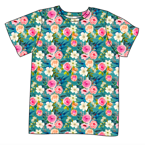 Teal Floral Mens' Tee