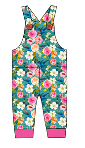 Teal Floral Overalls and Shortalls