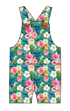 Load image into Gallery viewer, Teal Floral Overalls and Shortalls