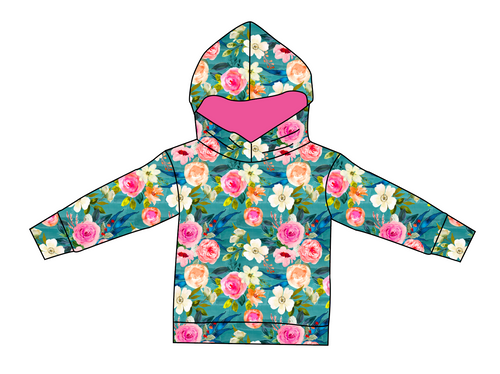 Teal Floral Oversized Hoodie