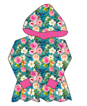 Load image into Gallery viewer, Teal Floral Peplum Hoodie (or Crewneck)