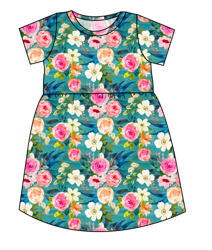 Teal Floral Play Dress