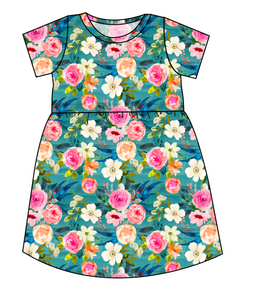Teal Floral Play Dress