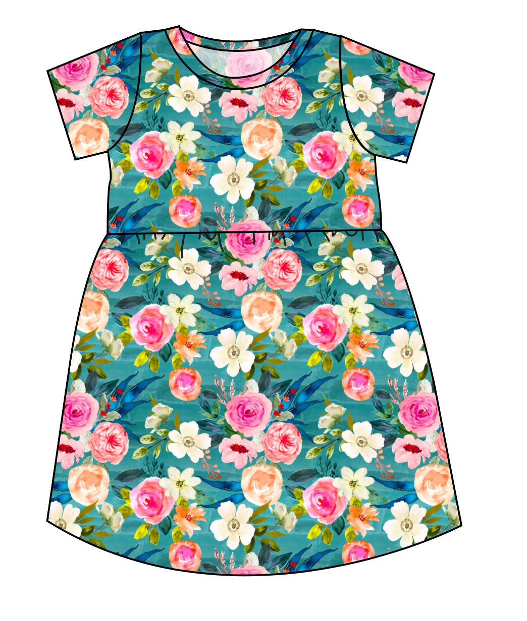 Teal Floral Play Dress