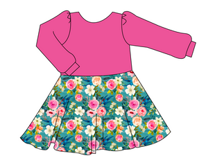 Teal Floral Prairie Dress