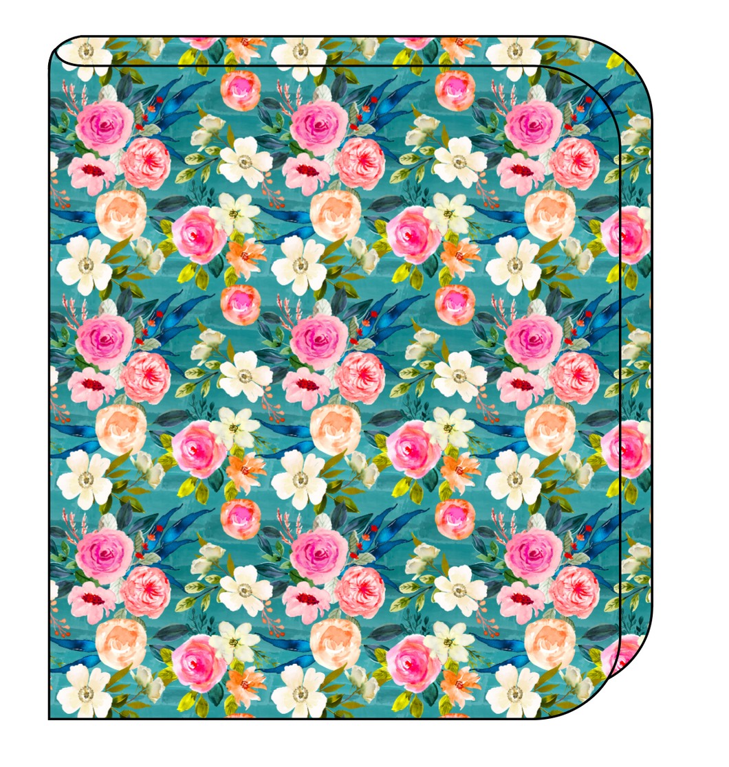 Teal Floral Swaddle Blanket