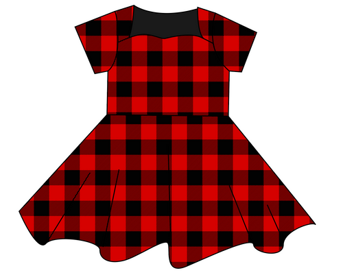Buffalo Plaid Sweetheart Twirly Dress
