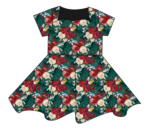 Merry Floral Sweetheart Twirly Dress