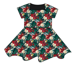 Merry Floral Sweetheart Twirly Dress