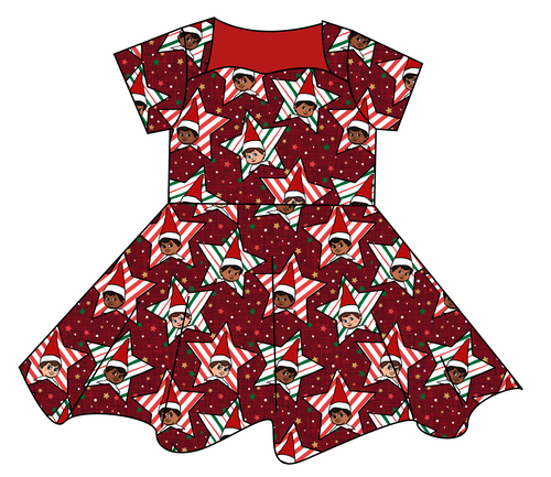 Elf Stars Sweetheart Twirly Dress