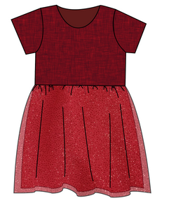 Crimson Linen Tulle Dress