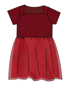 Crimson Linen Tulle Dress