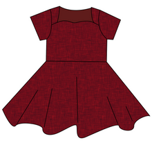 Load image into Gallery viewer, Crimson Linen Sweetheart Twirly Dress