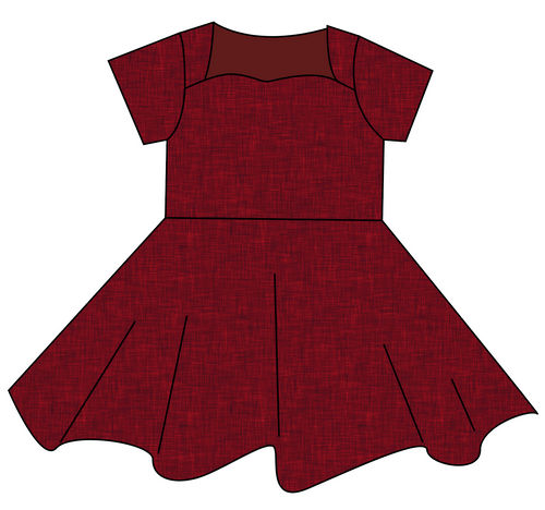 Crimson Linen Sweetheart Twirly Dress