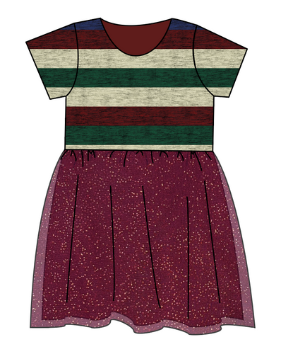 Holiday Stripes Tulle Dress