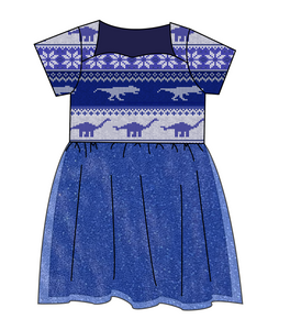 Dino Holiday Sweater Tulle Dress