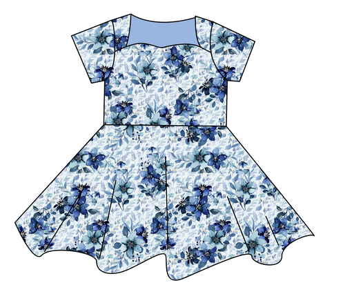 Winter Floral Sweetheart Twirly Dress